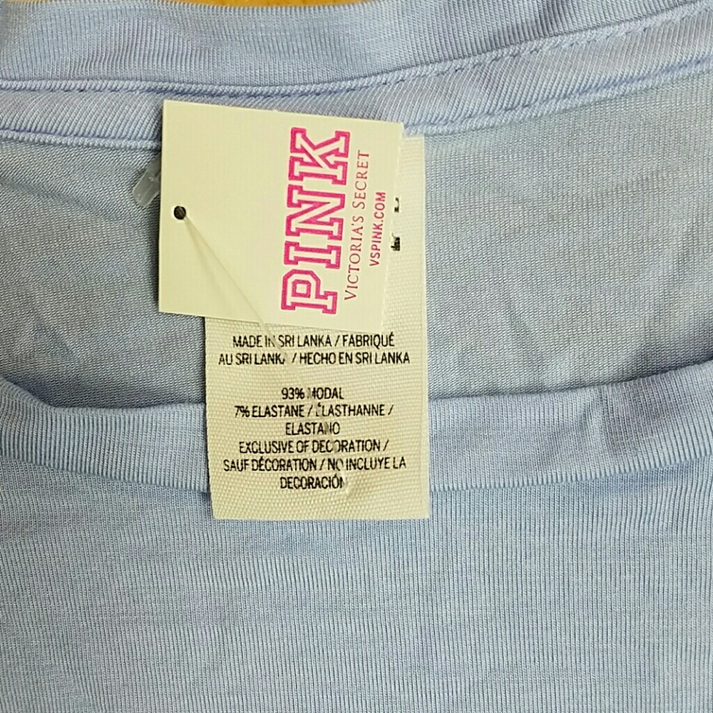 PINK Victoria's Secret Light Blue Modal Long Sleeve Tee Shirt NWT - Picture 5 of 5